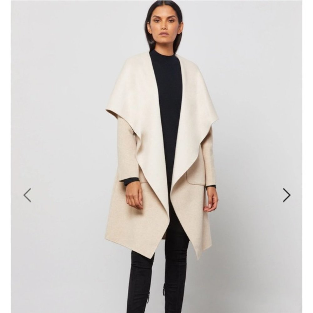 BCBGMAXAZRIA Drape-Front Wool Coat in Camel (NWOT)